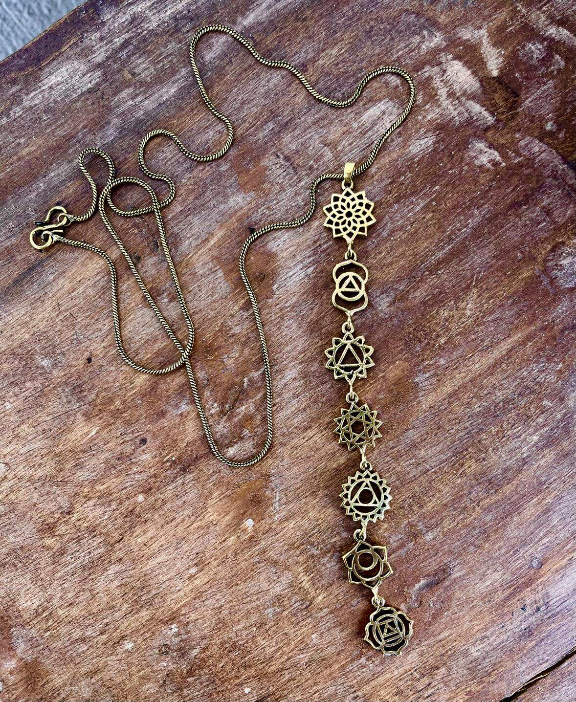 Chakra Brass Pendant Necklace