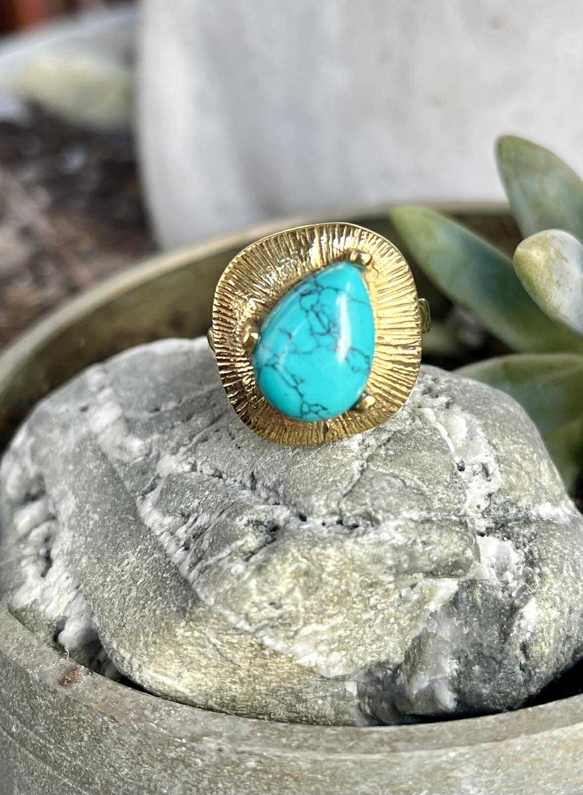 Handcrafted Gemstone Brass Rings