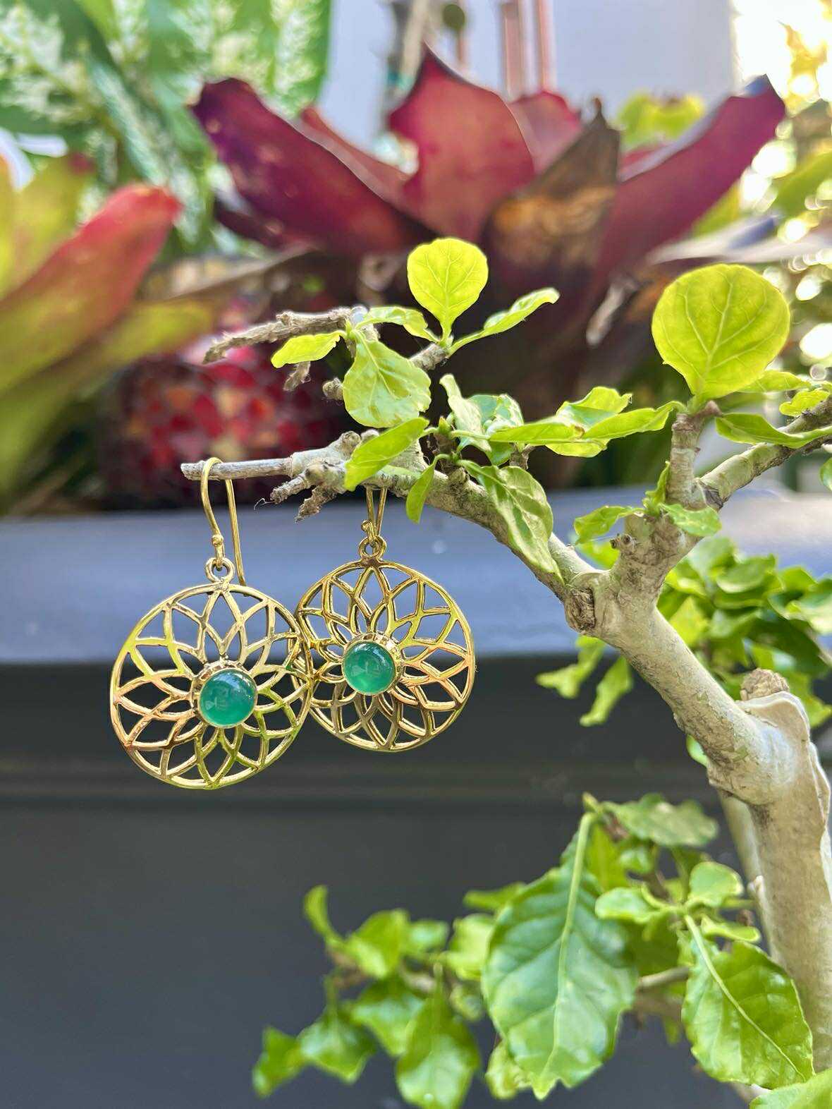 Sun Lotus Gemstone Earings