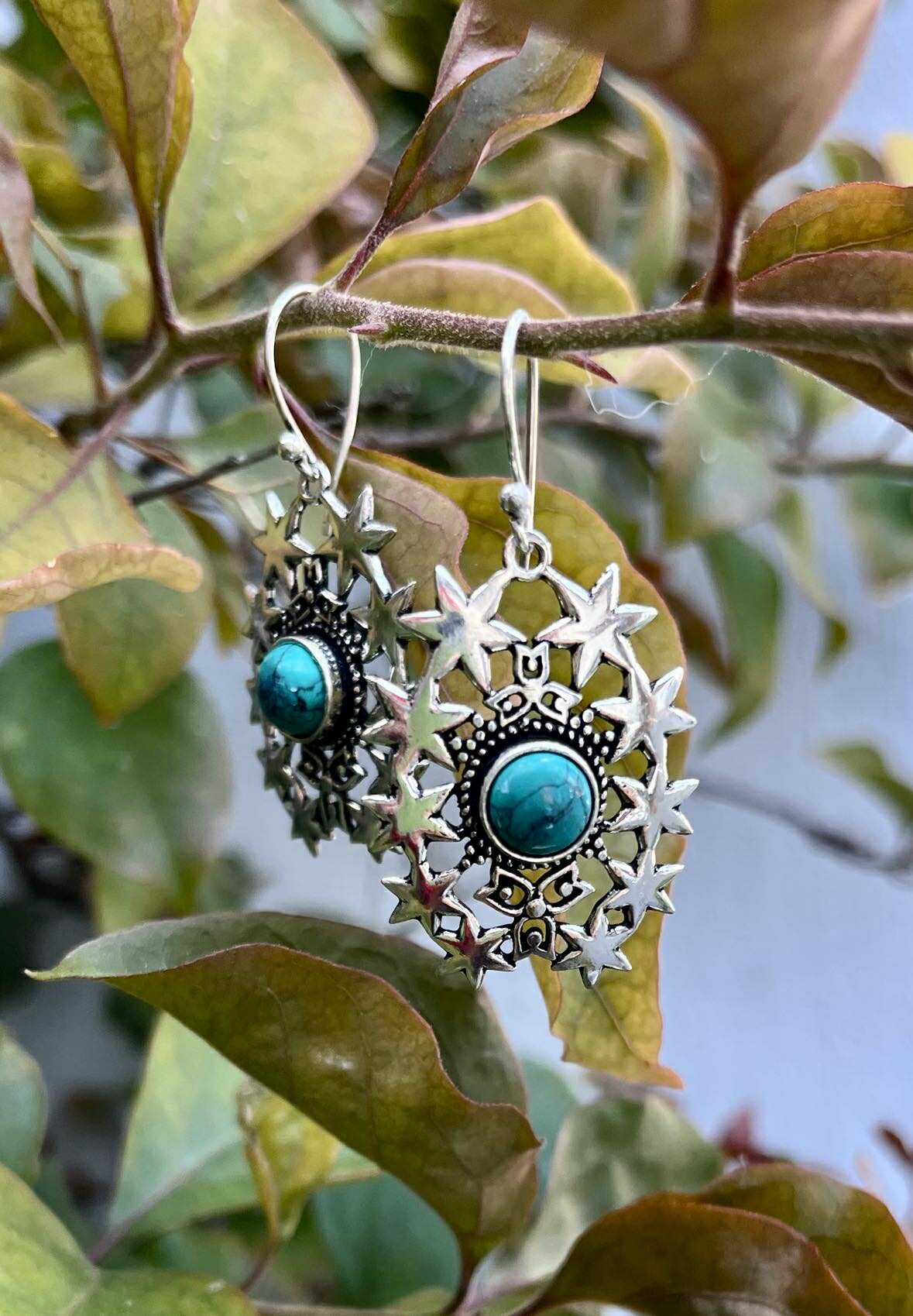Silver Celestial Starburst Earings