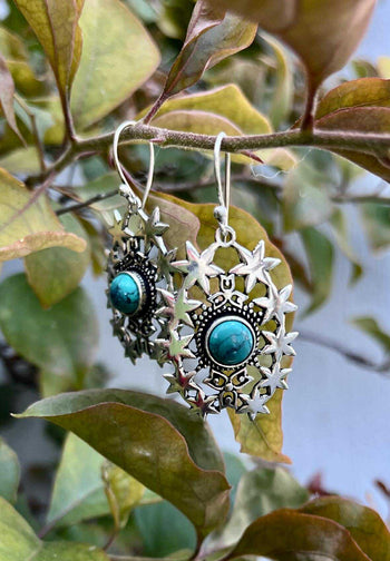 Silver Celestial Starburst Earings