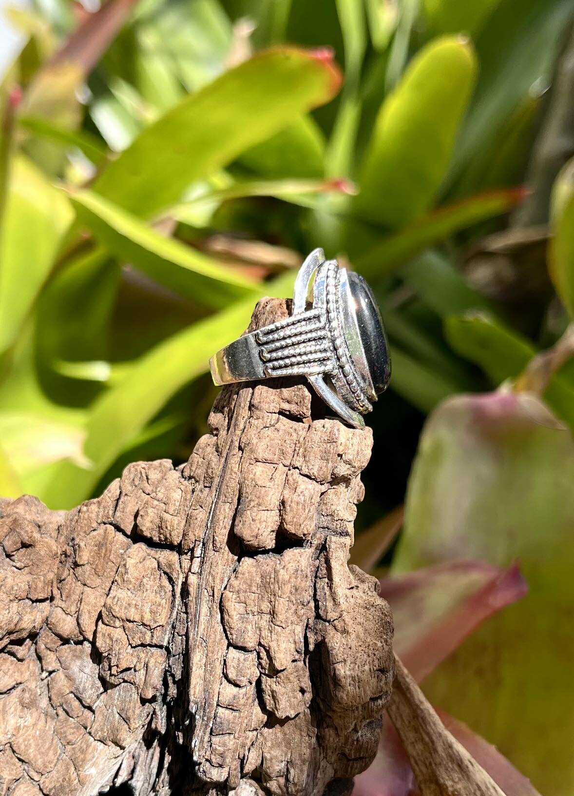 Giant Gemstone Silver Ring
