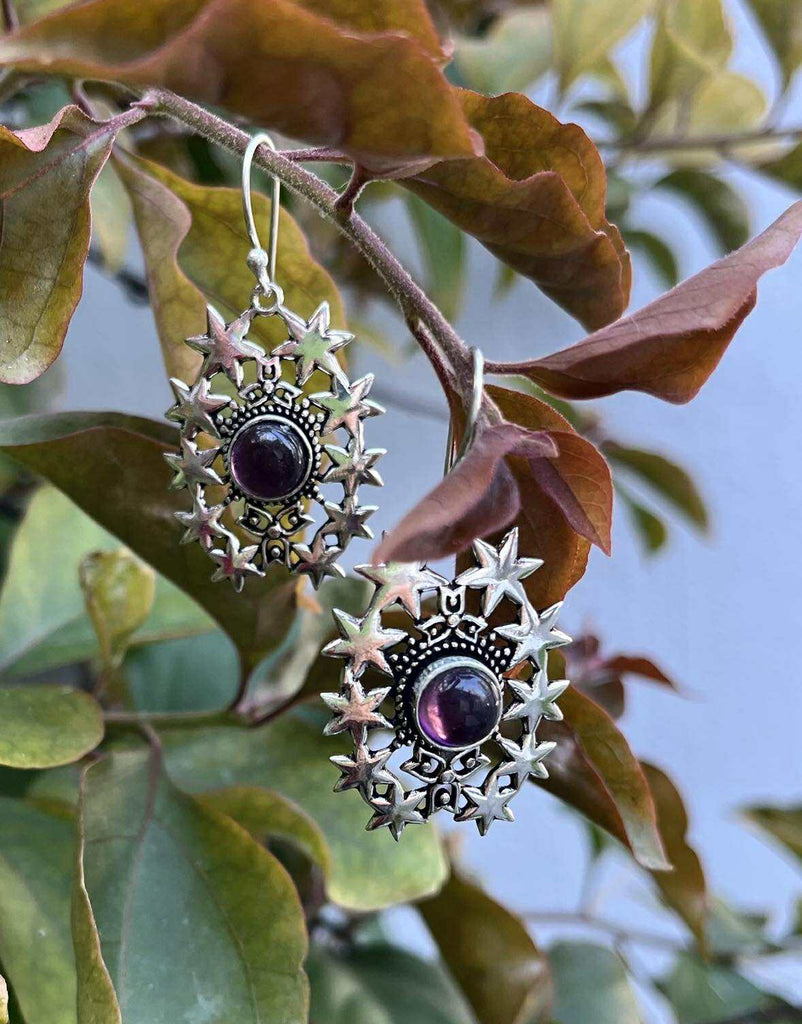 Silver Celestial Starburst Earings