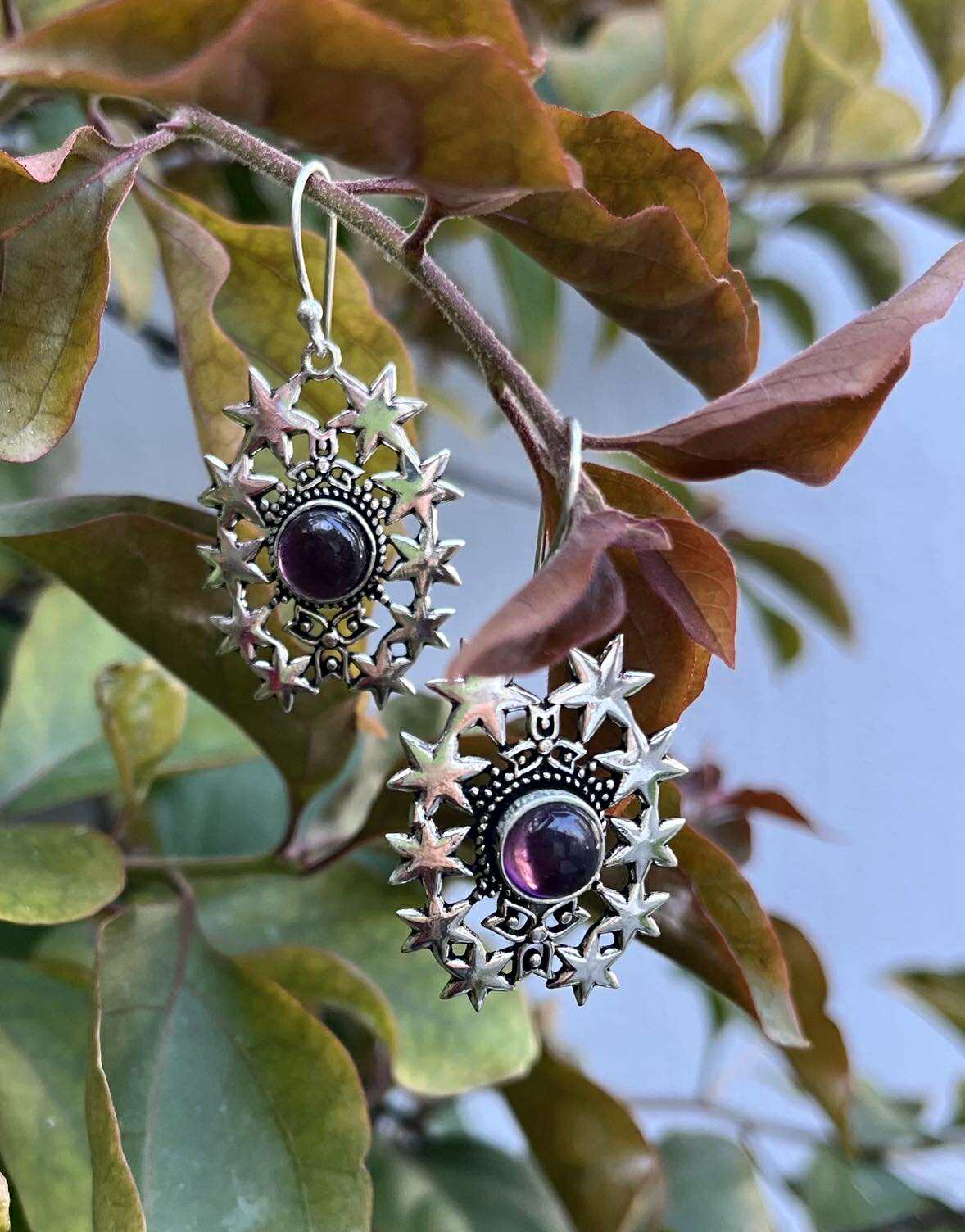 Silver Celestial Starburst Earings