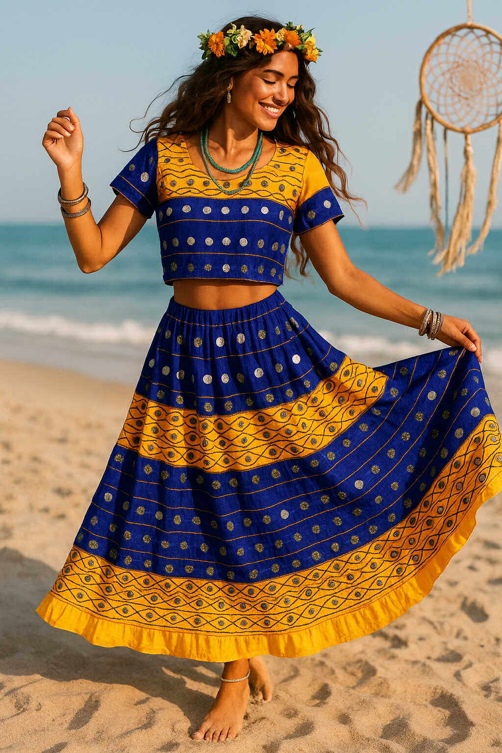 Boho Mirrorwork Two-Piece Set