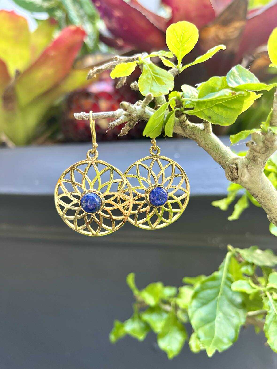 Sun Lotus Gemstone Earings