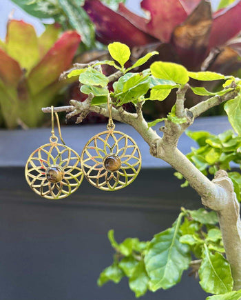 Sun Lotus Gemstone Earings
