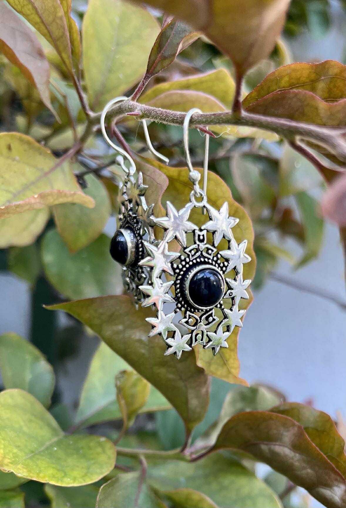 Silver Celestial Starburst Earings