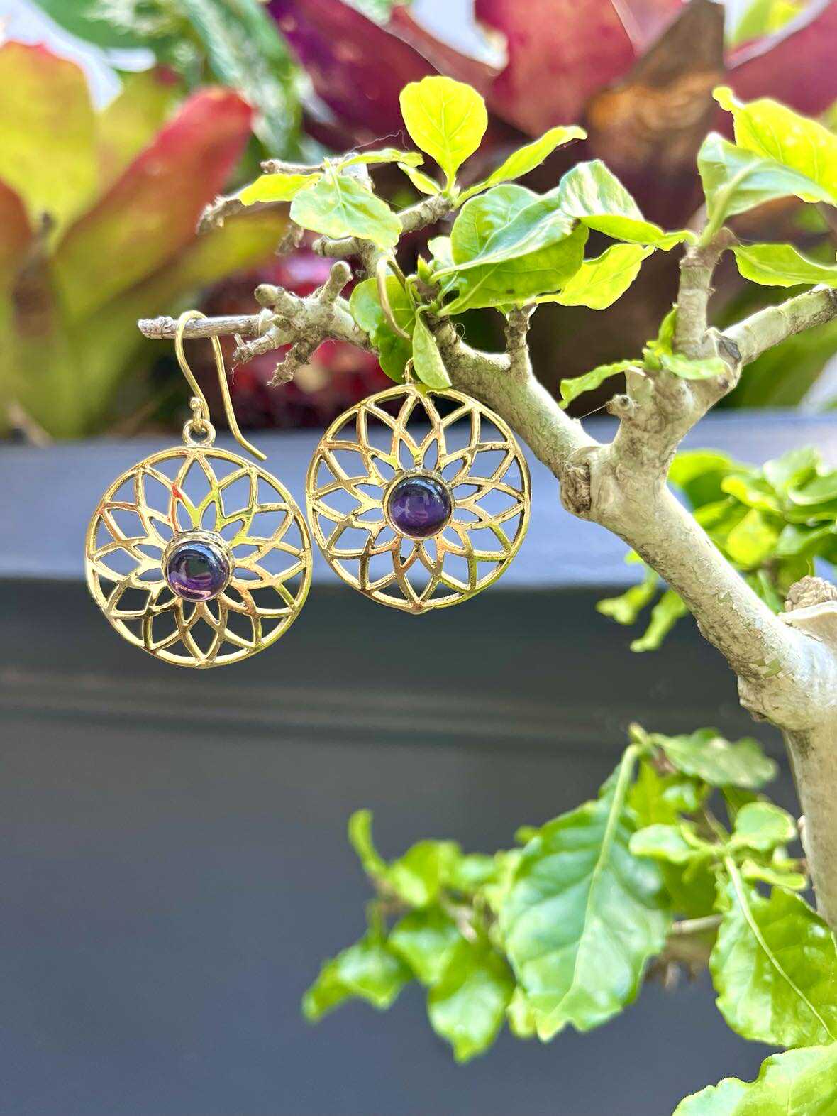 Sun Lotus Gemstone Earings