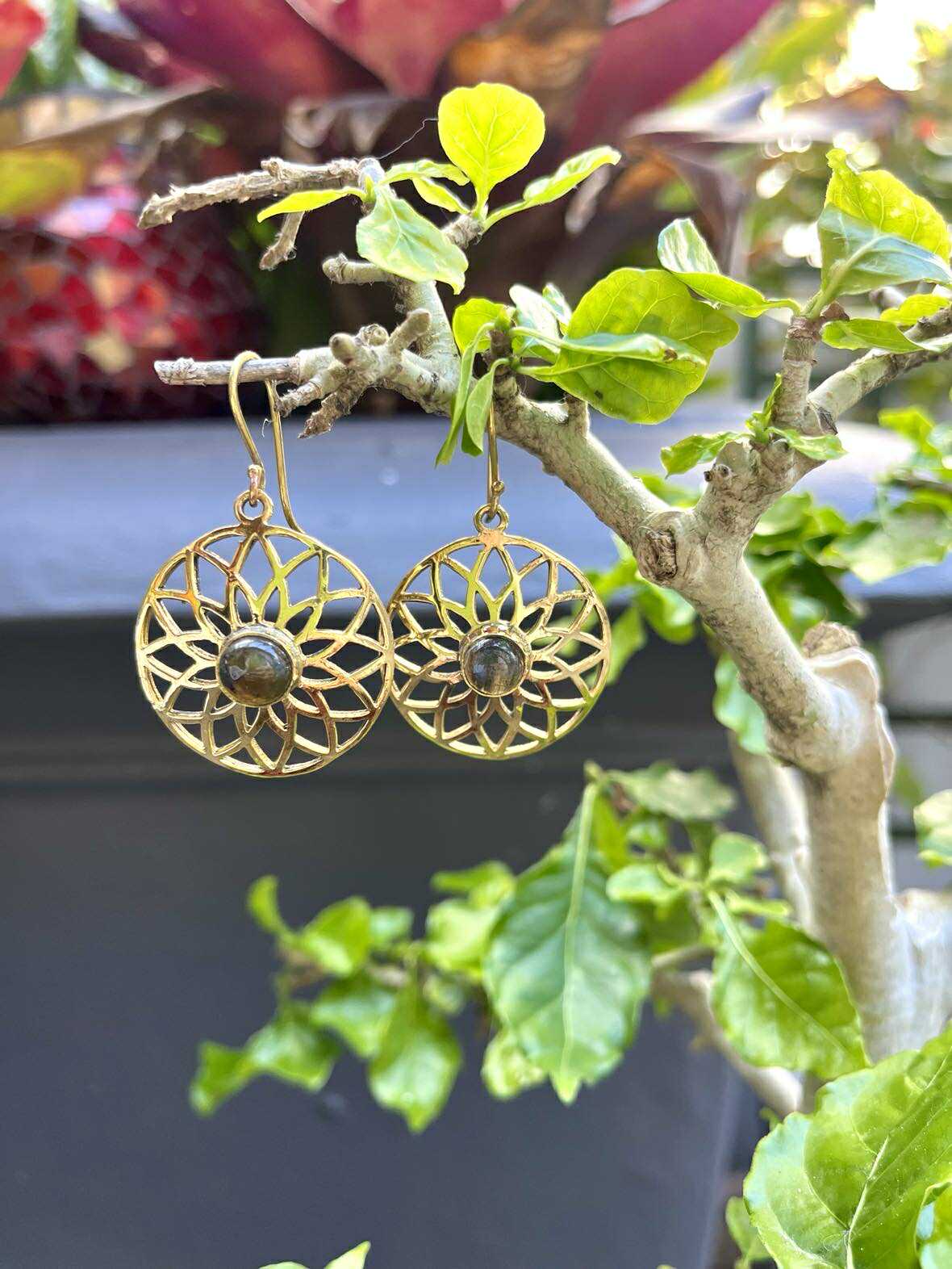 Sun Lotus Gemstone Earings