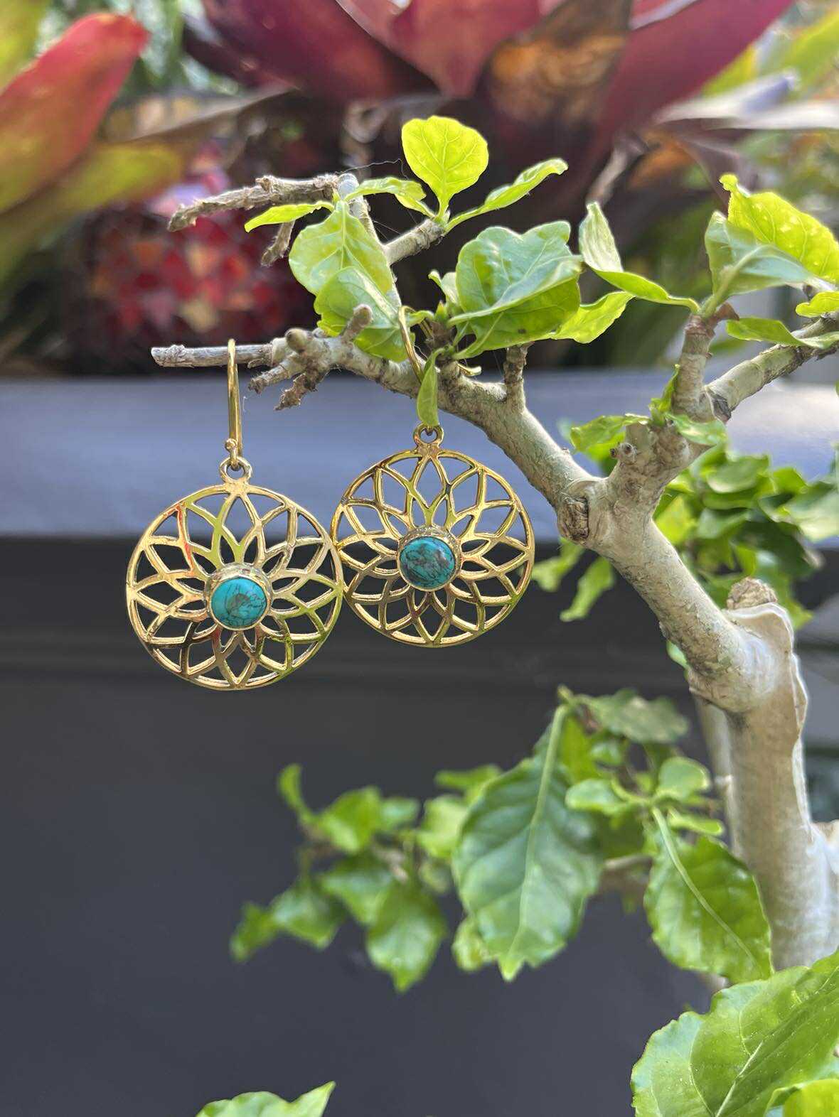 Sun Lotus Gemstone Earings