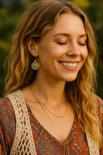 Sun Lotus Gemstone Earings