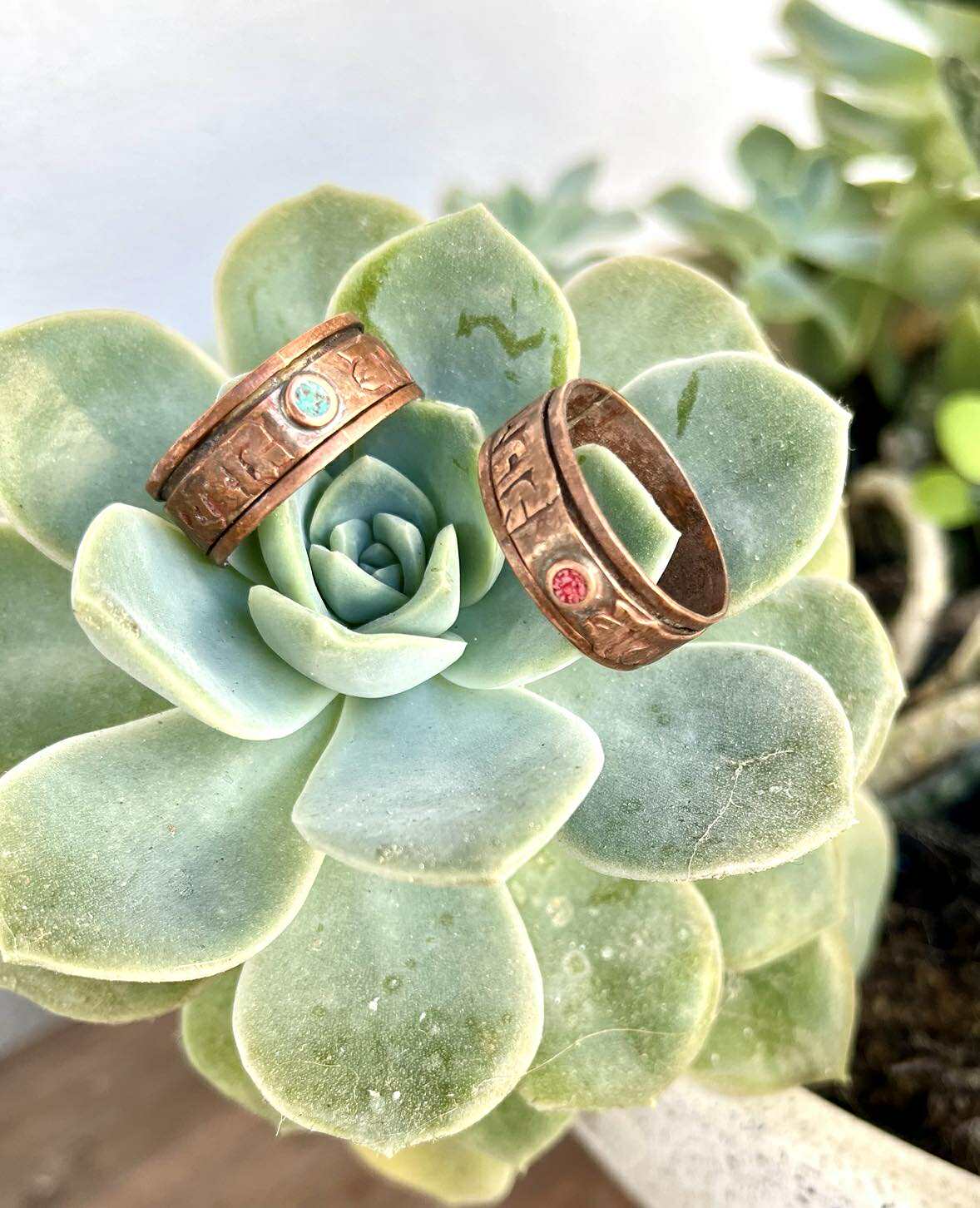 Copper Gemstone Spinner Ring