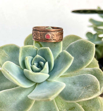 Copper Gemstone Spinner Ring