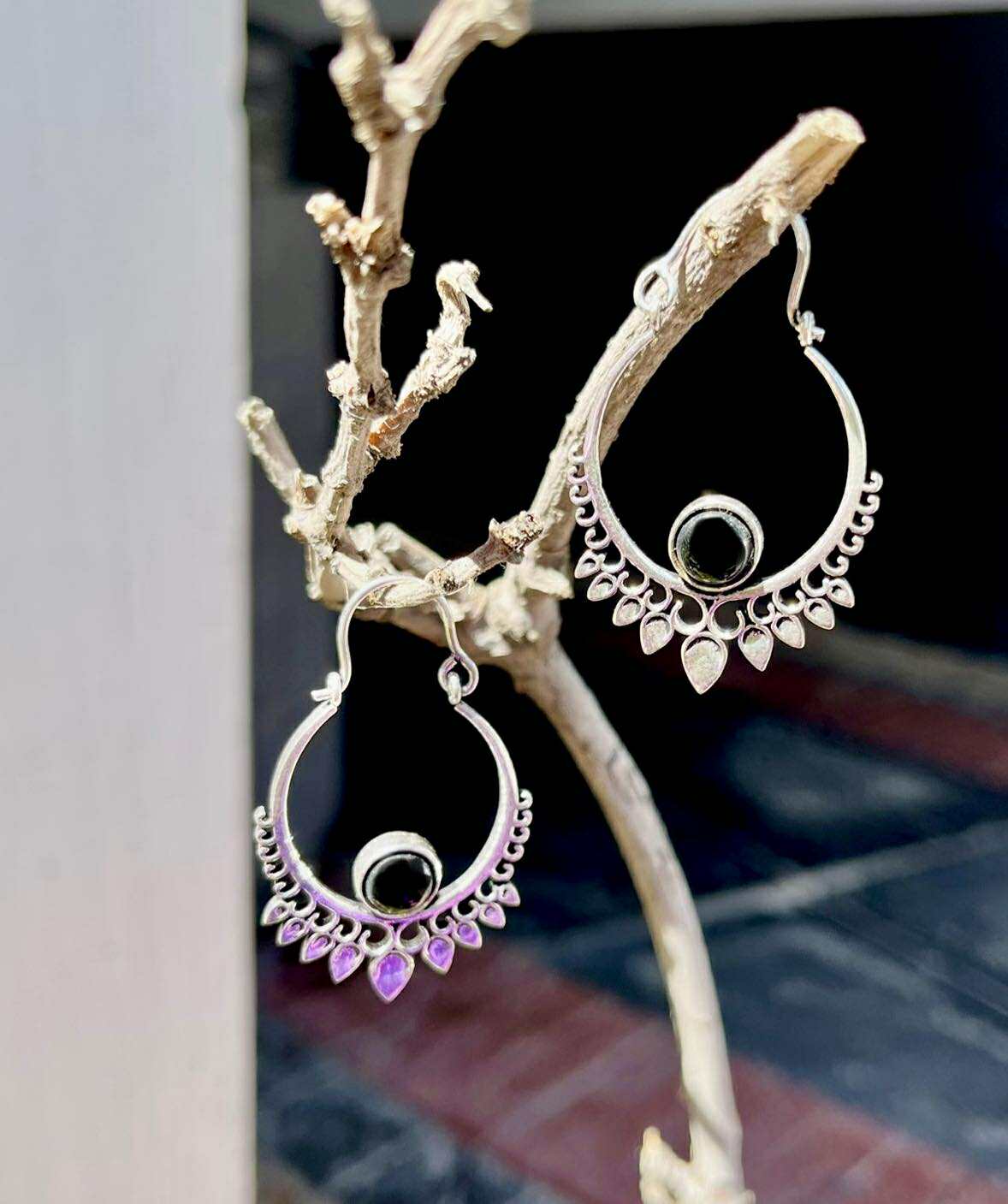 Silver Petal Hoops