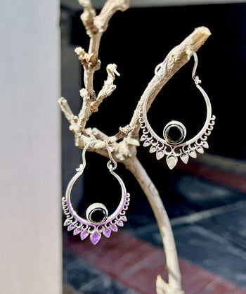 Silver Petal Hoops