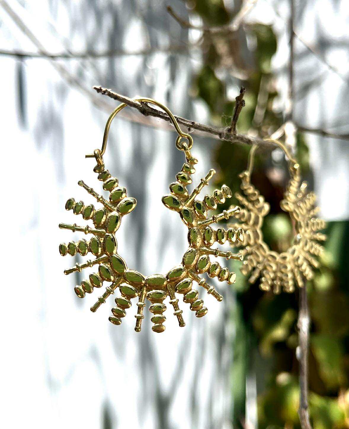 Golden Sunburst Tribal Hoops