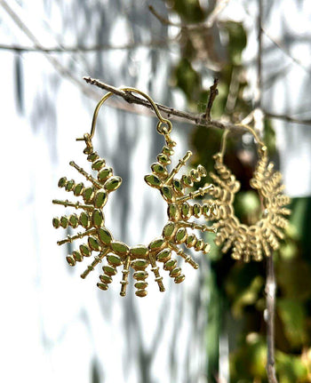 Golden Sunburst Tribal Hoops