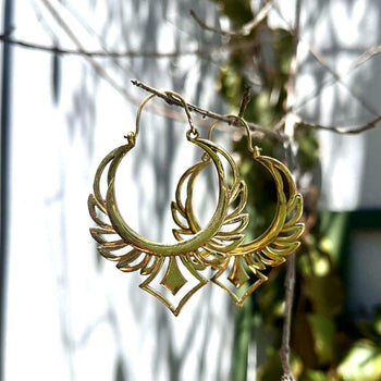 Brass Phoenix Wing Hoops