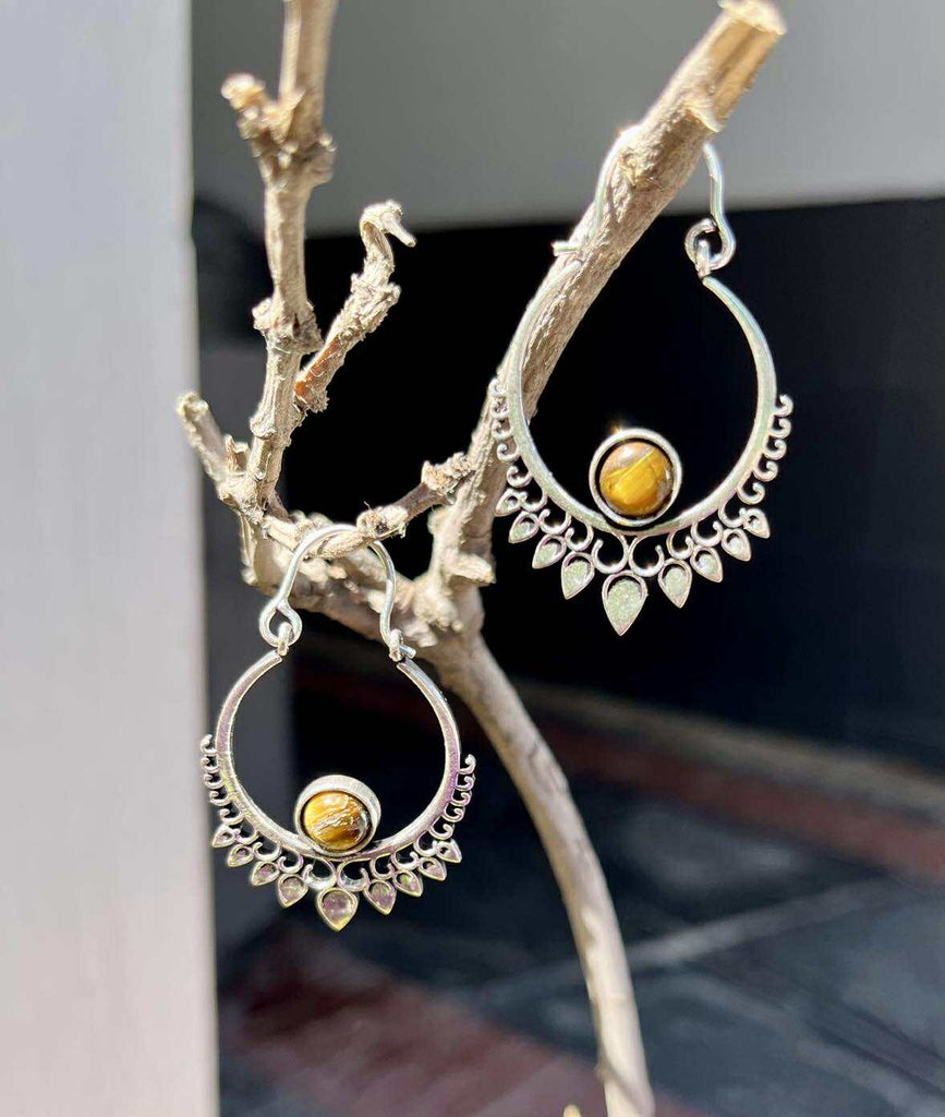 Silver Petal Hoops