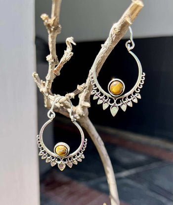Silver Petal Hoops
