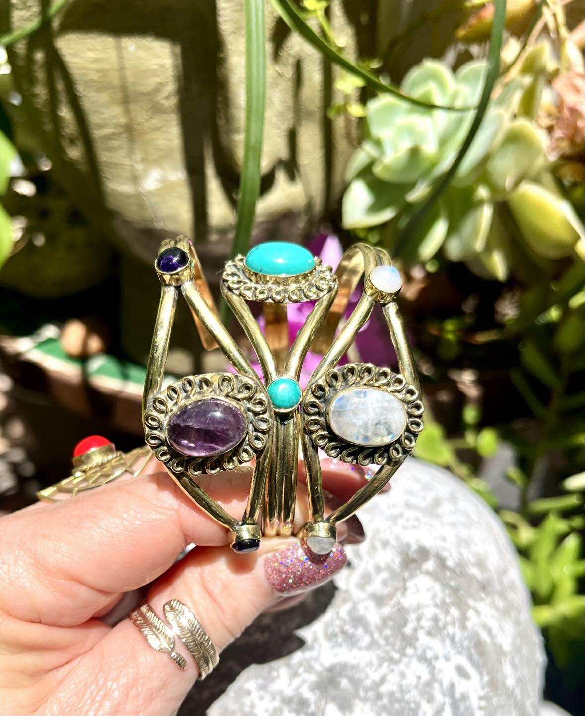 Brass Orbit Gem Bangles