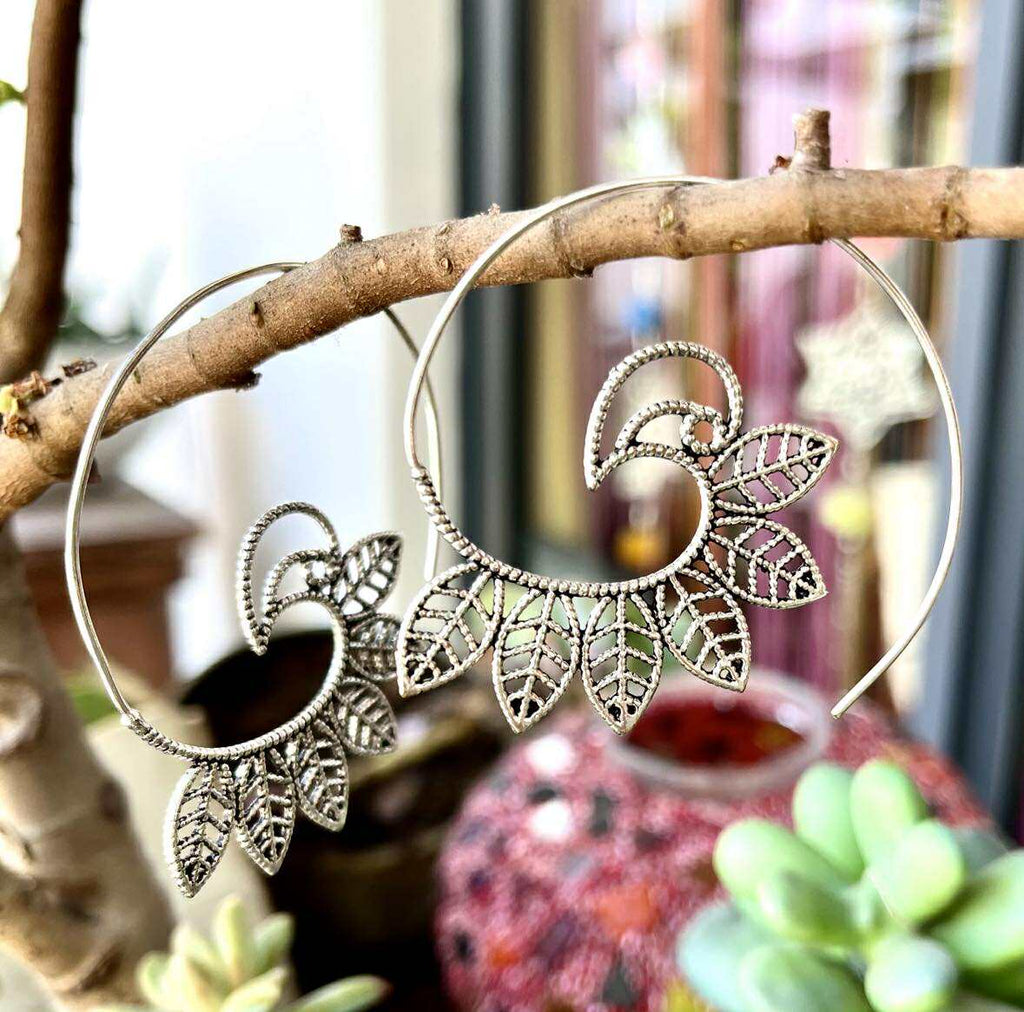 Silver Leaf Slide-Through Earings