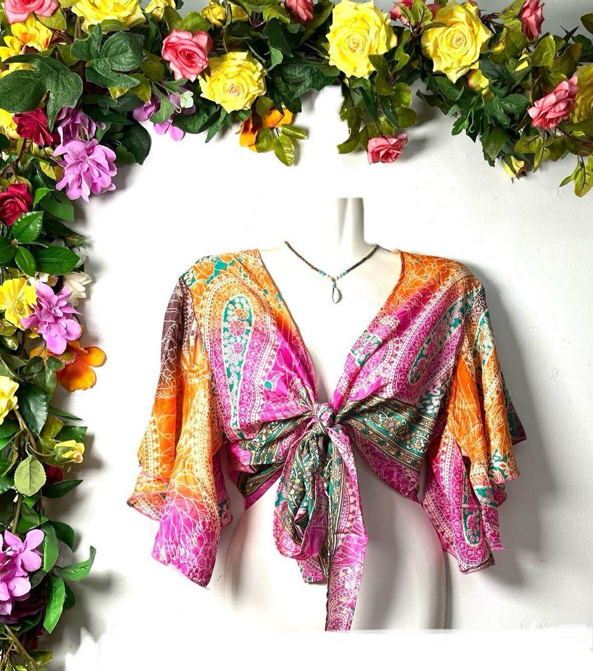 Silk Wrap-Around Flouncy Top