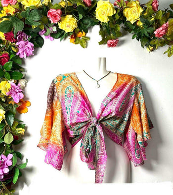 Silk Wrap-Around Flouncy Top