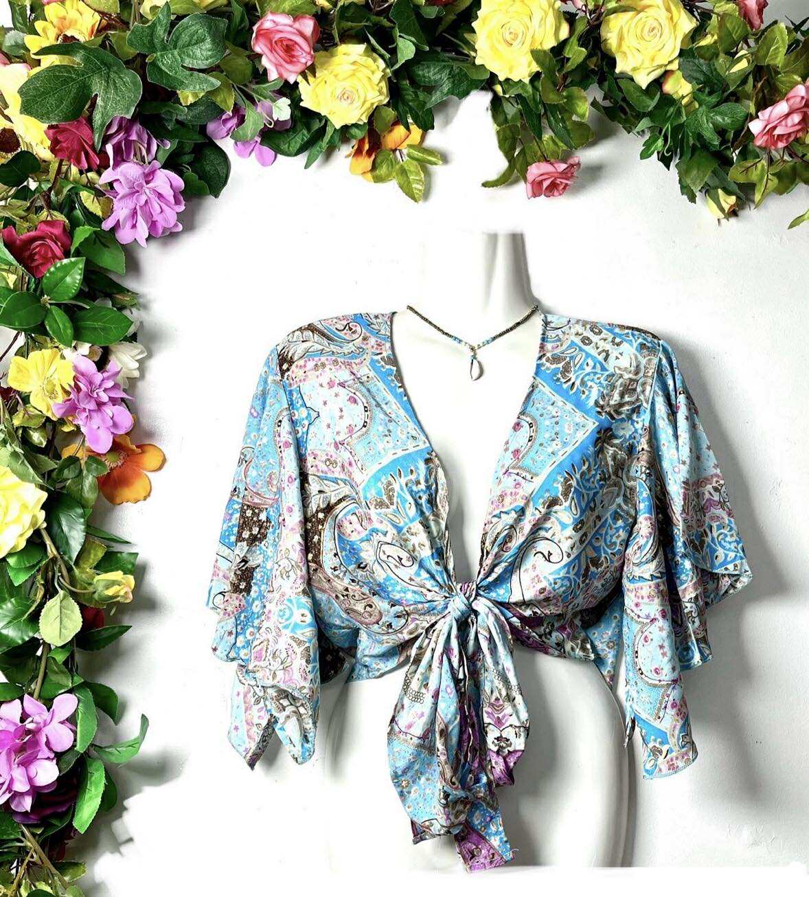 Silk Wrap-Around Flouncy Top