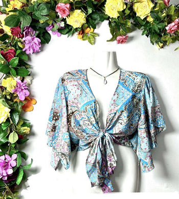 Silk Wrap-Around Flouncy Top