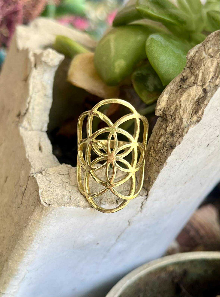Golden Seed Of Life Ring