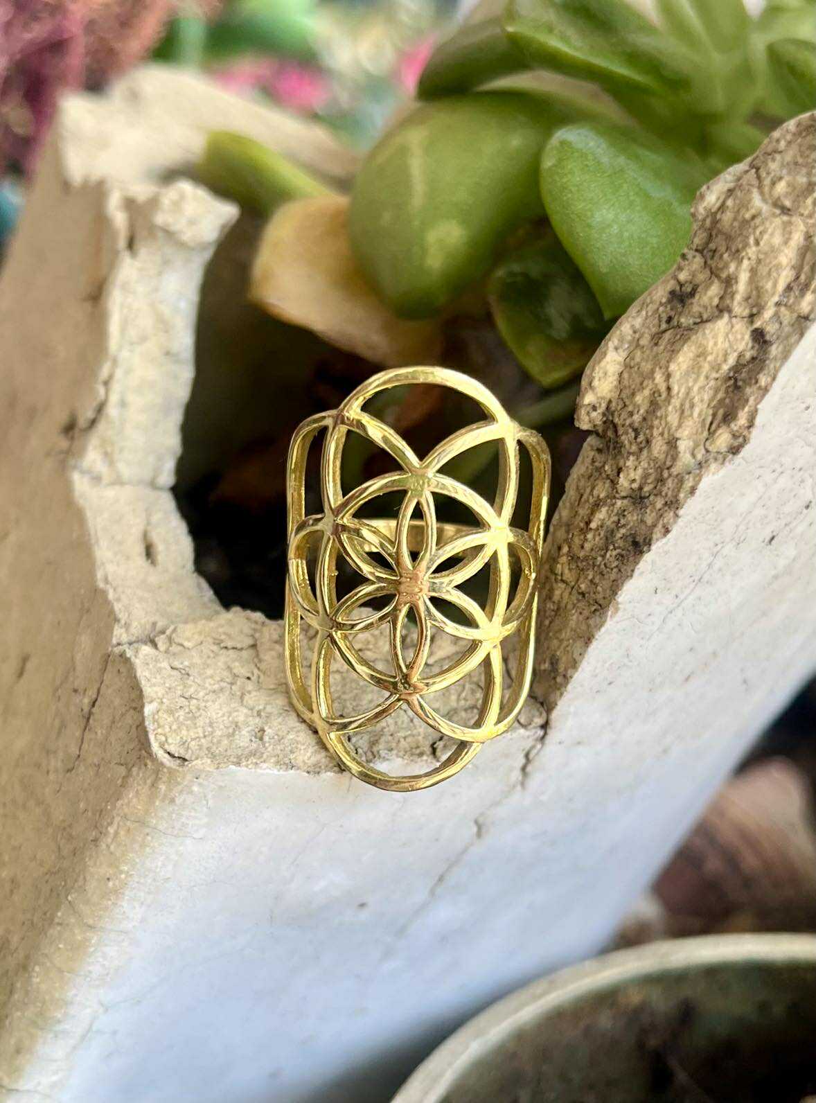 Golden Seed Of Life Ring