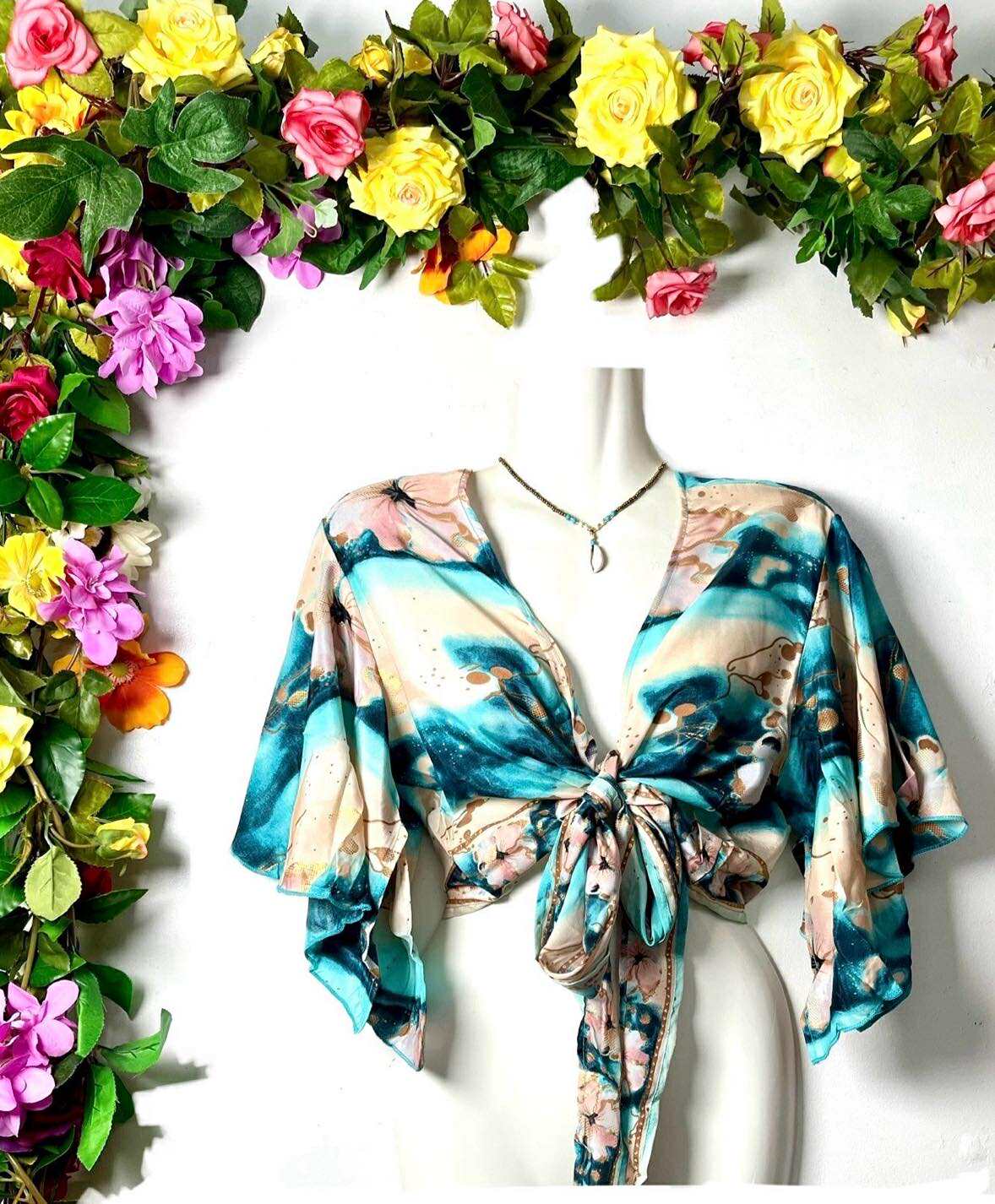 Silk Wrap-Around Flouncy Top