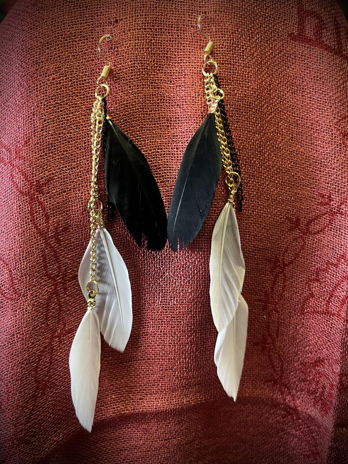 Triple Feather Drop Earings