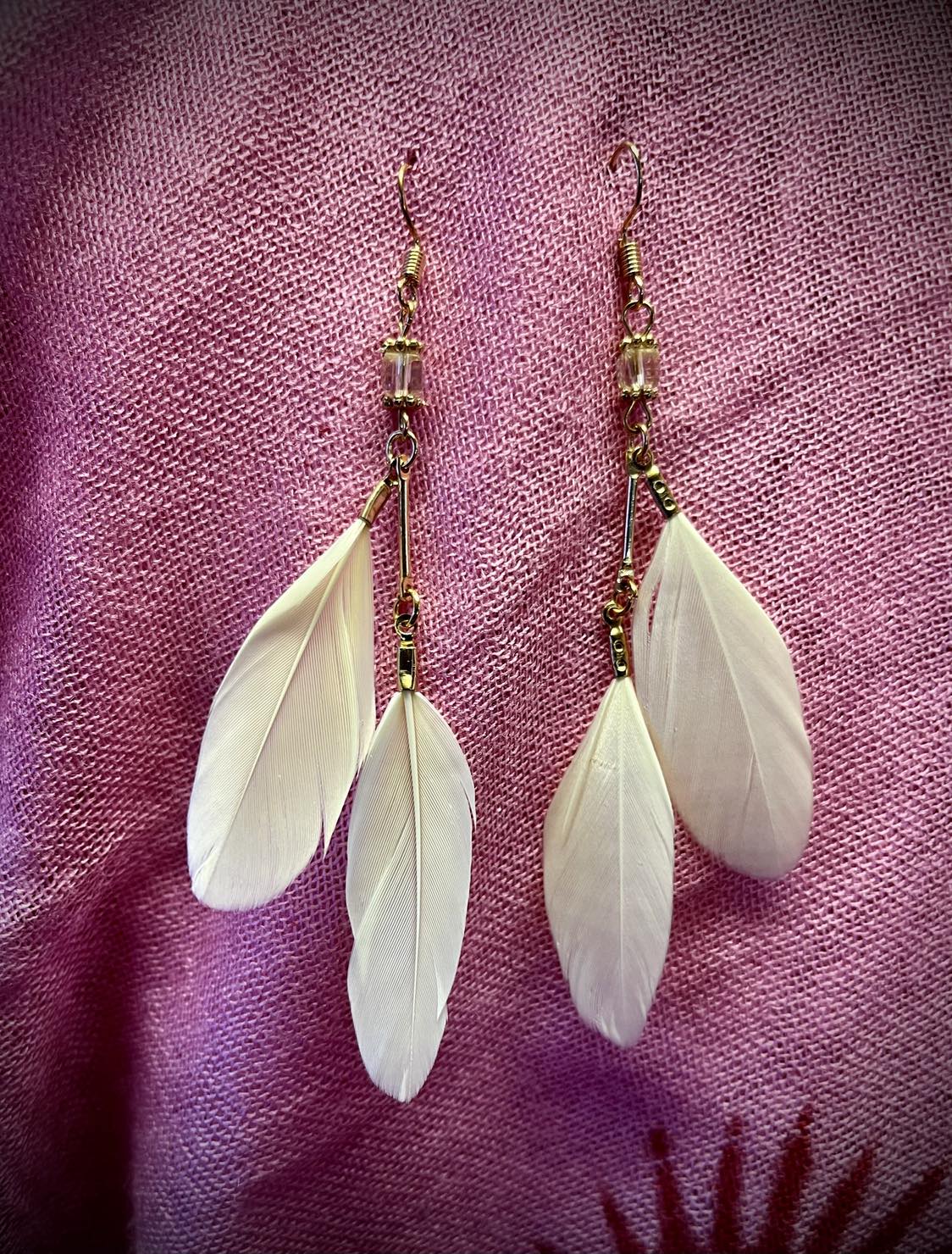 Double Feather Beaded Earings