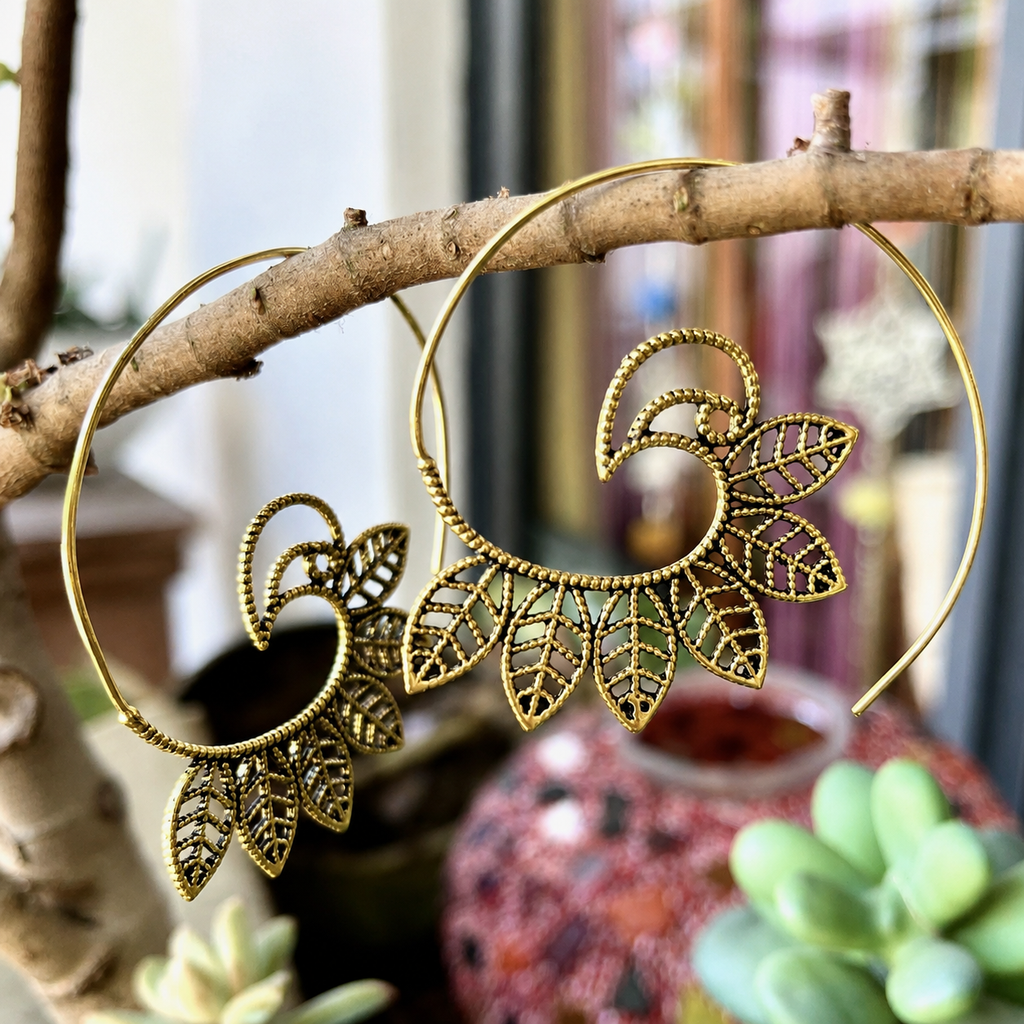 Leaf Slide-Through Earings
