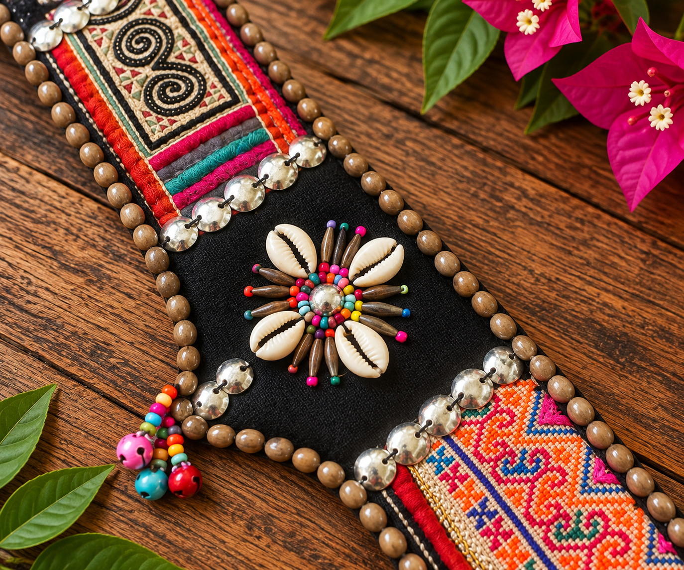 Hmong Patchwork Cowrie Festival Belt