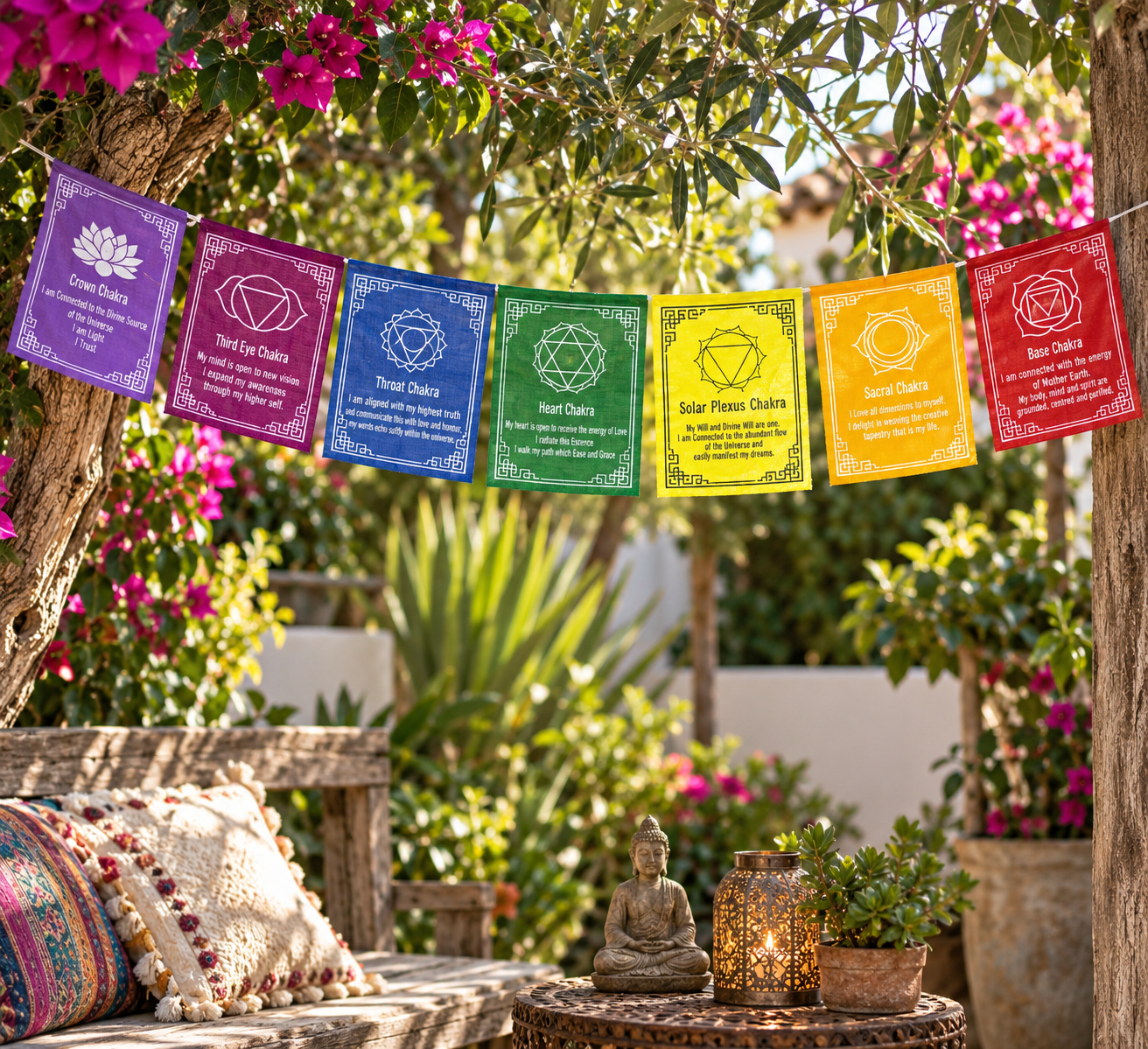 Chakra Affirmation Prayer Flag - 80cm.