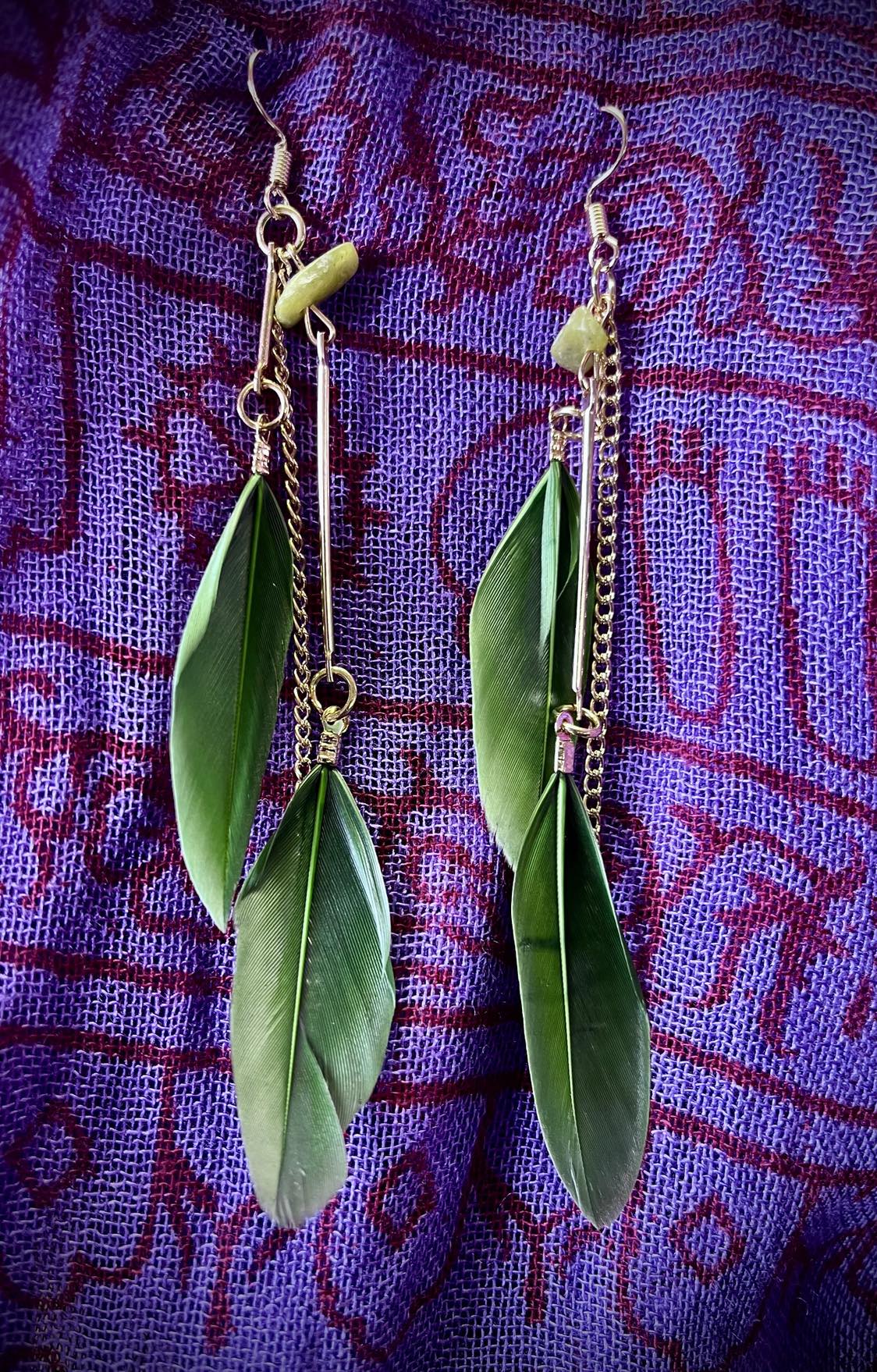 Double Feather Chain Earings