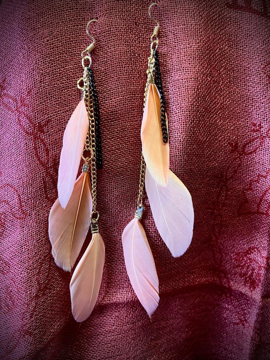 Triple Feather Drop Earings