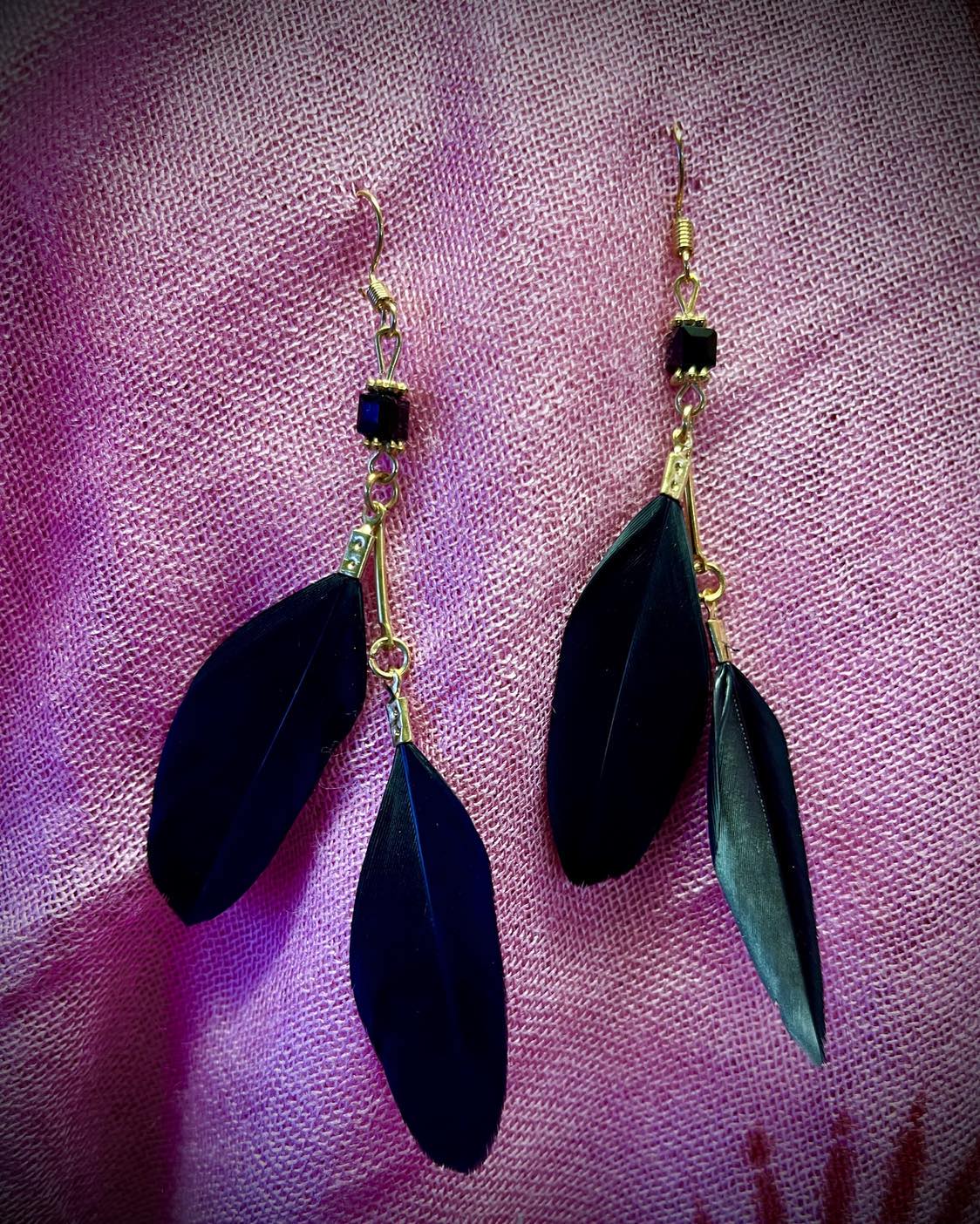 Double Feather Beaded Earings