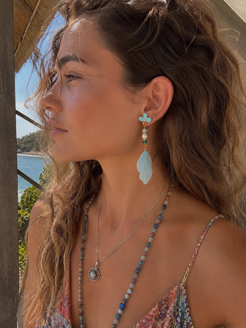 Feather Flower Earings