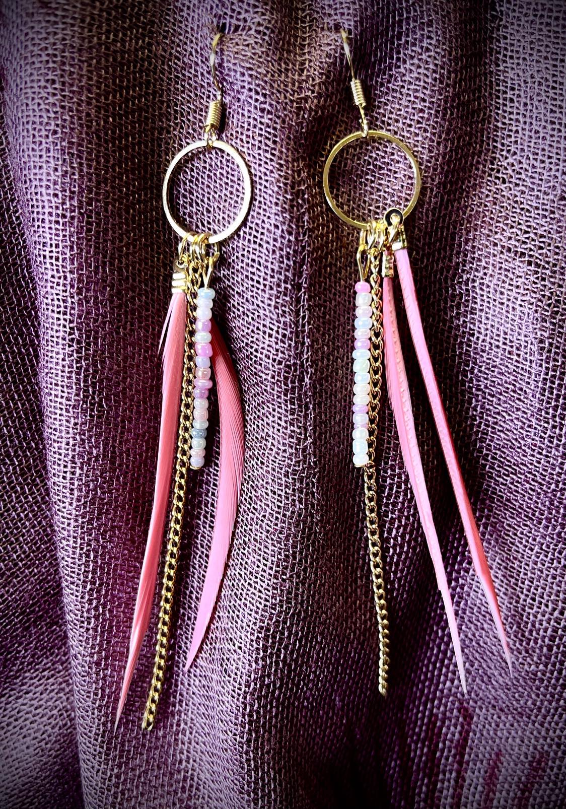 Feather Tail Hoop Earings