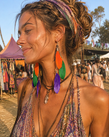 Festival Feather Cascade Earings