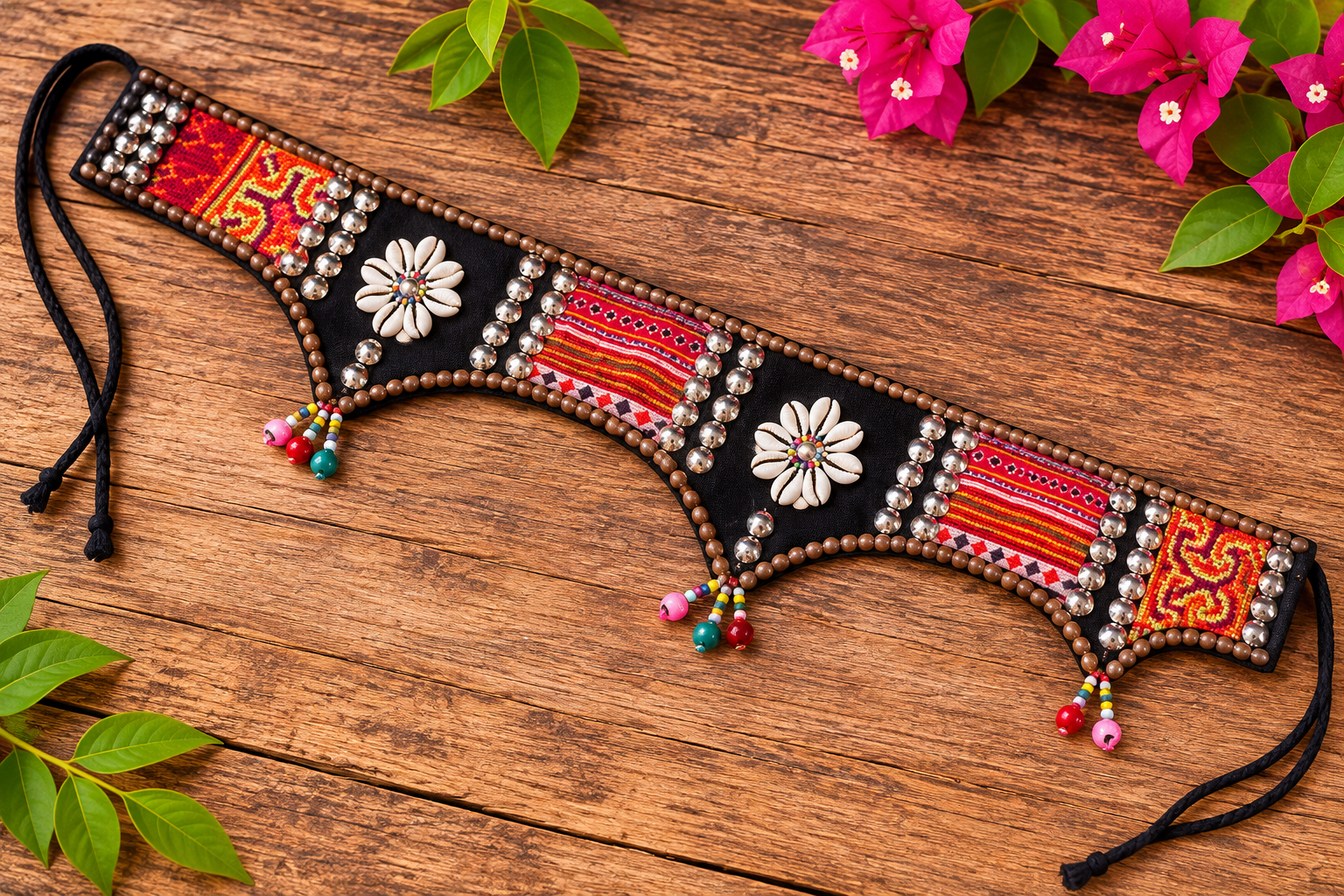 Hmong Patchwork Cowrie Festival Belt