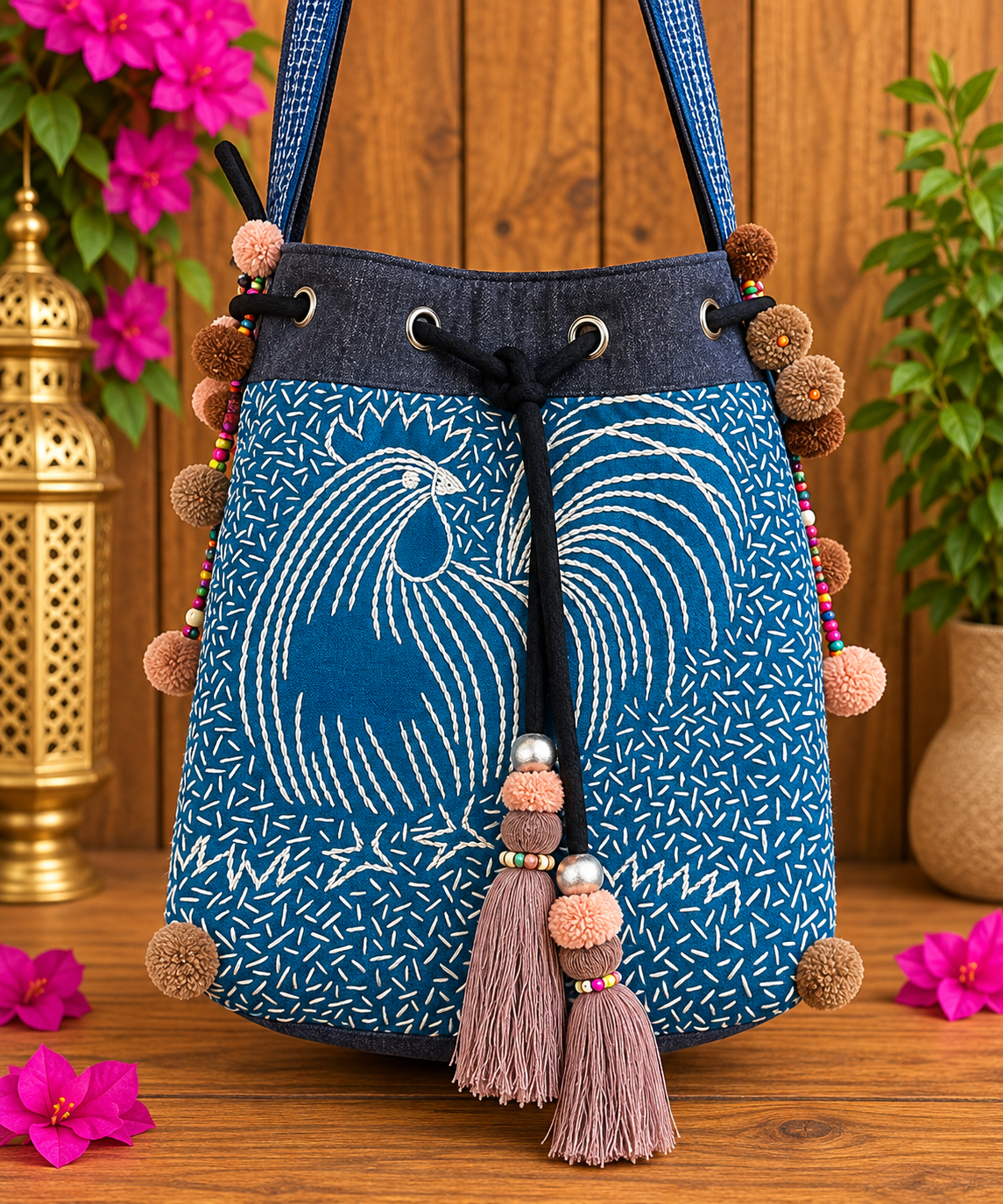 Bohemian Embroidered Bucket Bag