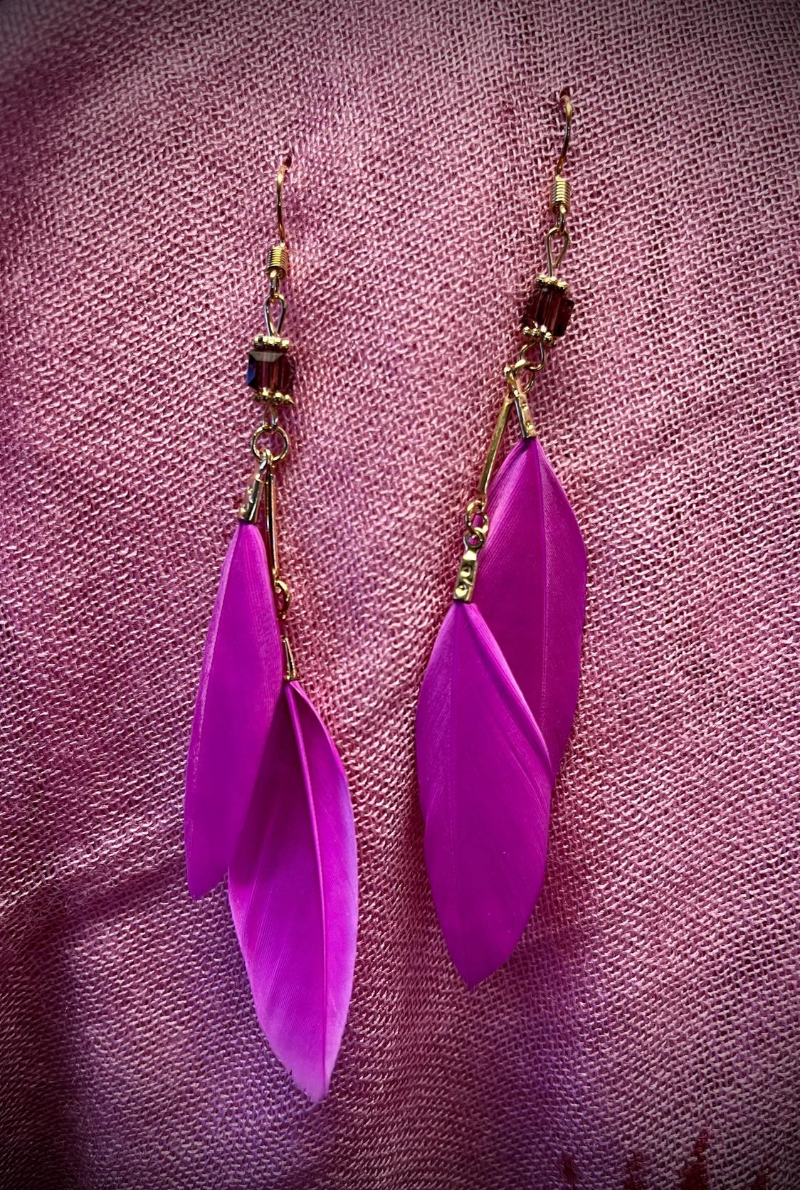 Double Feather Beaded Earings