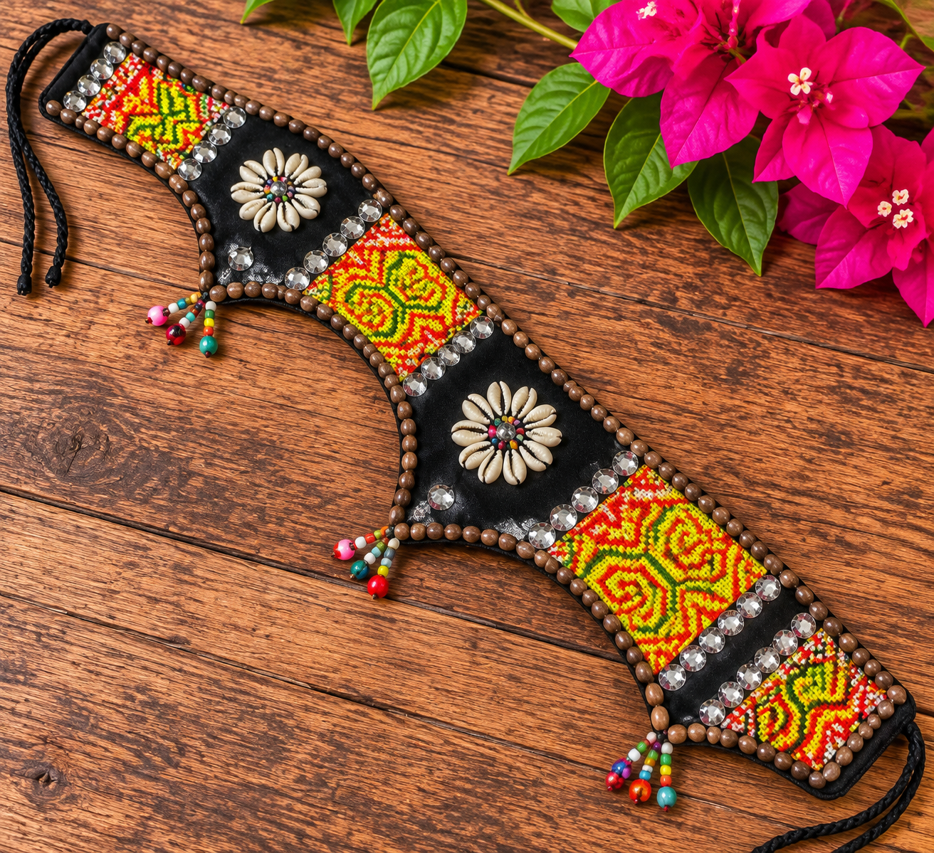 Hmong Patchwork Cowrie Festival Belt