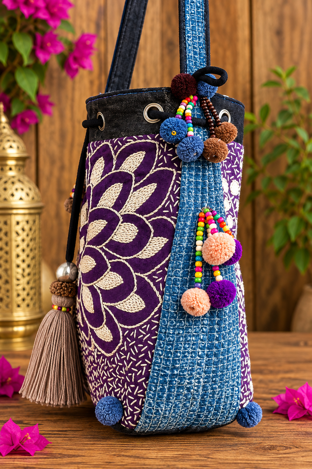 Bohemian Embroidered Bucket Bag